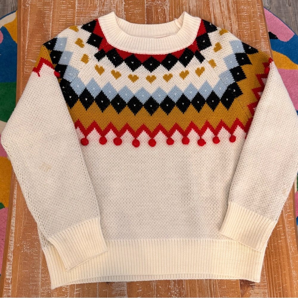 SHEIN Multicolor Patterned Crew Neck Sweater Size (S)